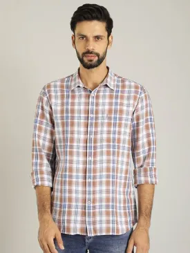 Men Checked Full Sleeve Linen Blend Shirt