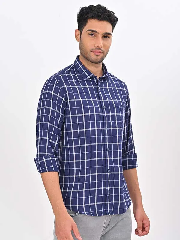 Men Checked Full Sleeve Linen Blend Shirt