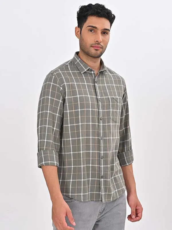 Men Checked Full Sleeve Linen Blend Shirt