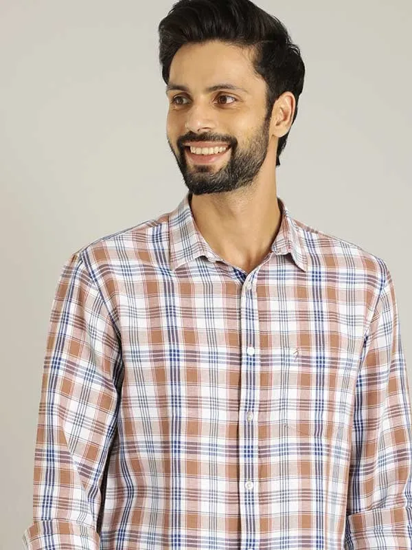 Men Checked Full Sleeve Linen Blend Shirt