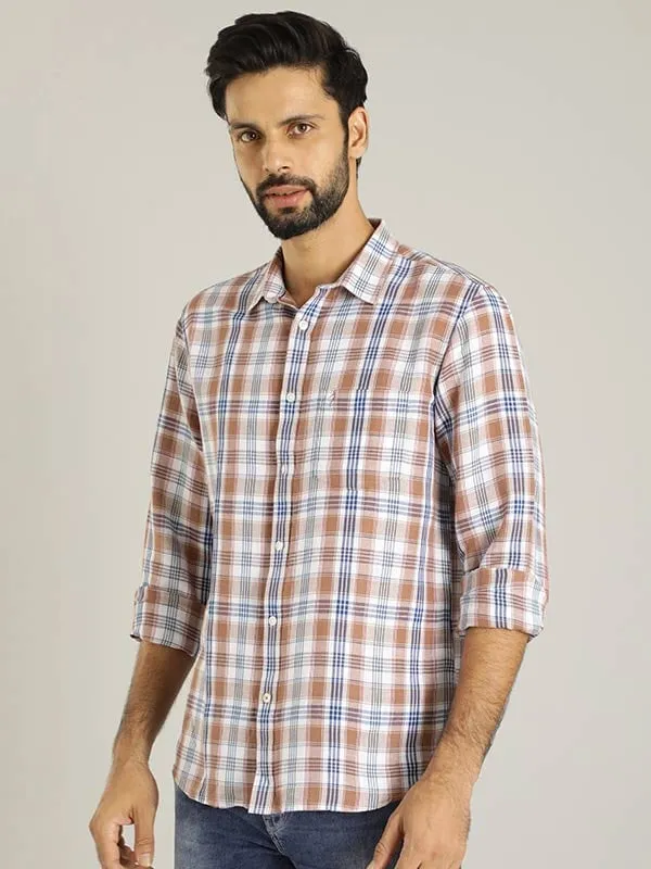 Men Checked Full Sleeve Linen Blend Shirt