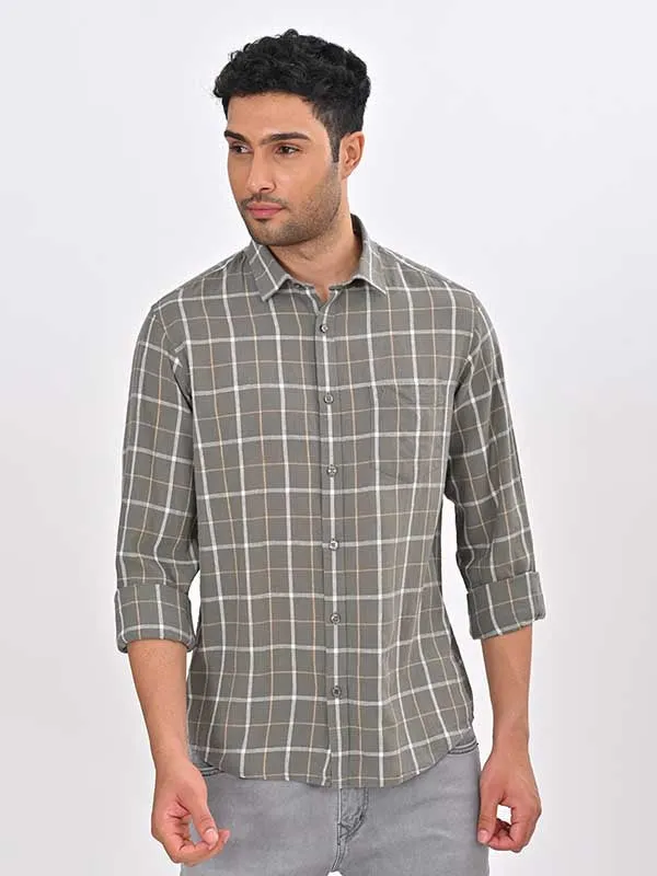 Men Checked Full Sleeve Linen Blend Shirt