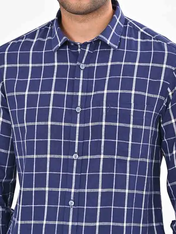 Men Checked Full Sleeve Linen Blend Shirt