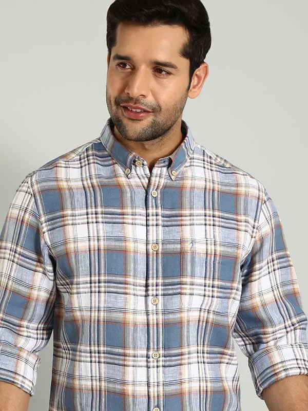 Men Checked Full Sleeve Linen Shirt