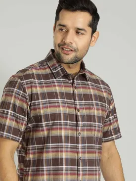 Men Checked Half Sleeve Cotton Shirt