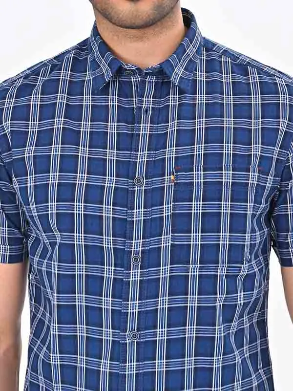 Men Checked Half Sleeve Cotton Shirt