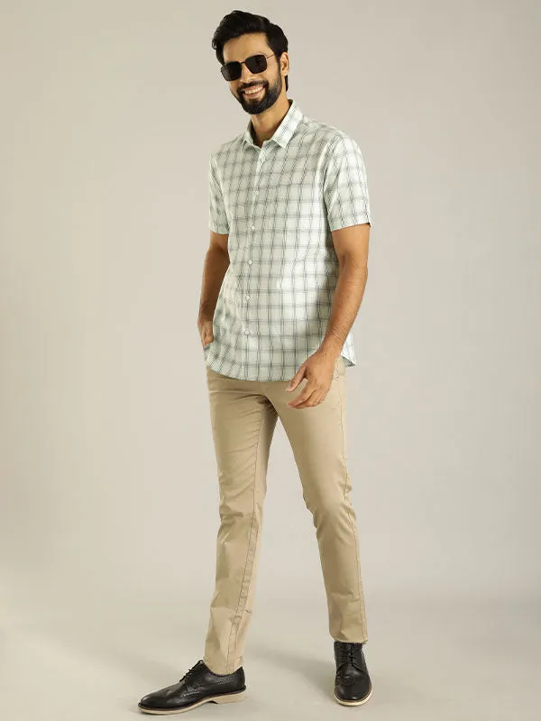 Men Checked Half Sleeve Cotton Shirt