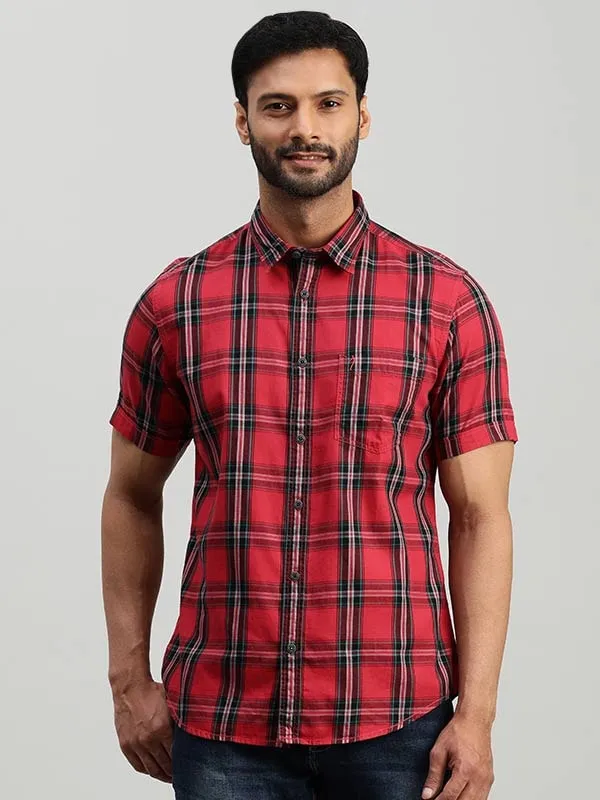 Men Checked Half Sleeve Cotton Shirt