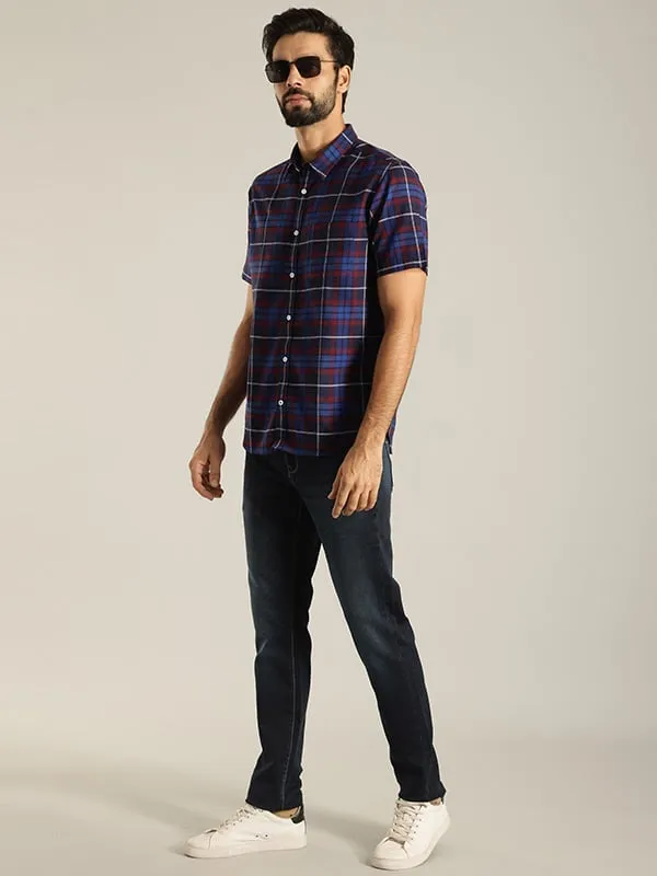 Men Checked Half Sleeve Cotton Shirt