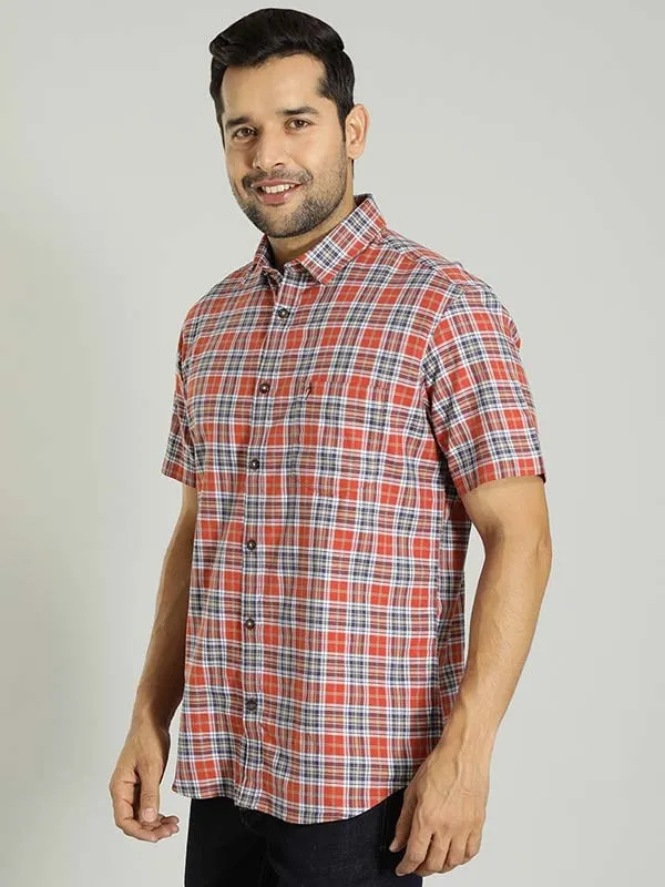 Men Checked Half Sleeve Cotton Shirt