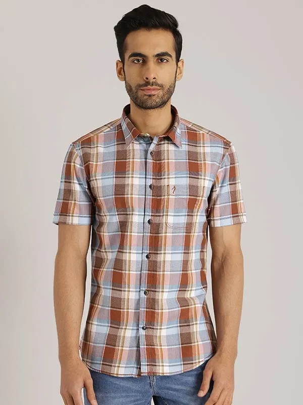 Men Checked Half Sleeve Cotton Shirt