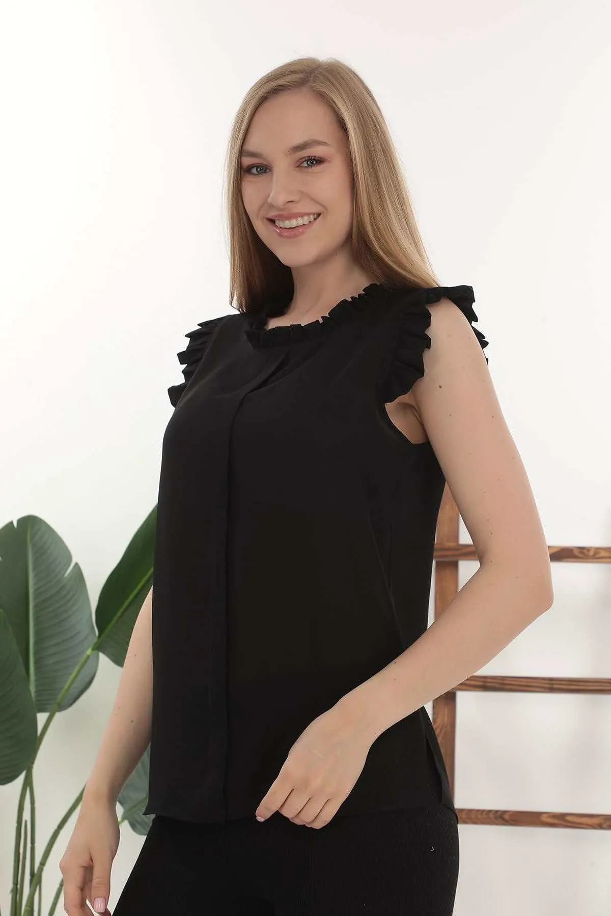 Mock Neck Elegant Blouse Top for Women Summer Dressy Casual Chiffon Top for Women