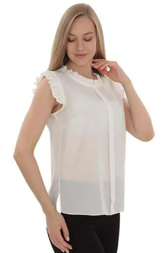 Mock Neck Elegant Blouse Top for Women Summer Dressy Casual Chiffon Top for Women