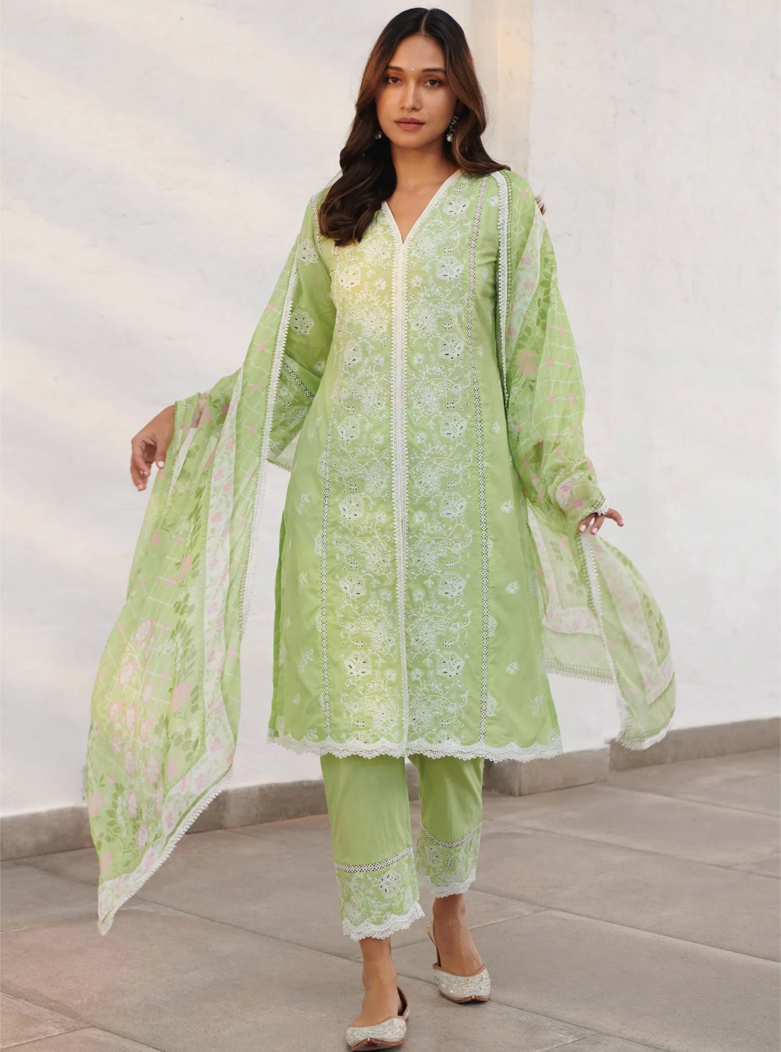 Mulmul Cotton Chester Green Kurta With Chester Green Pant