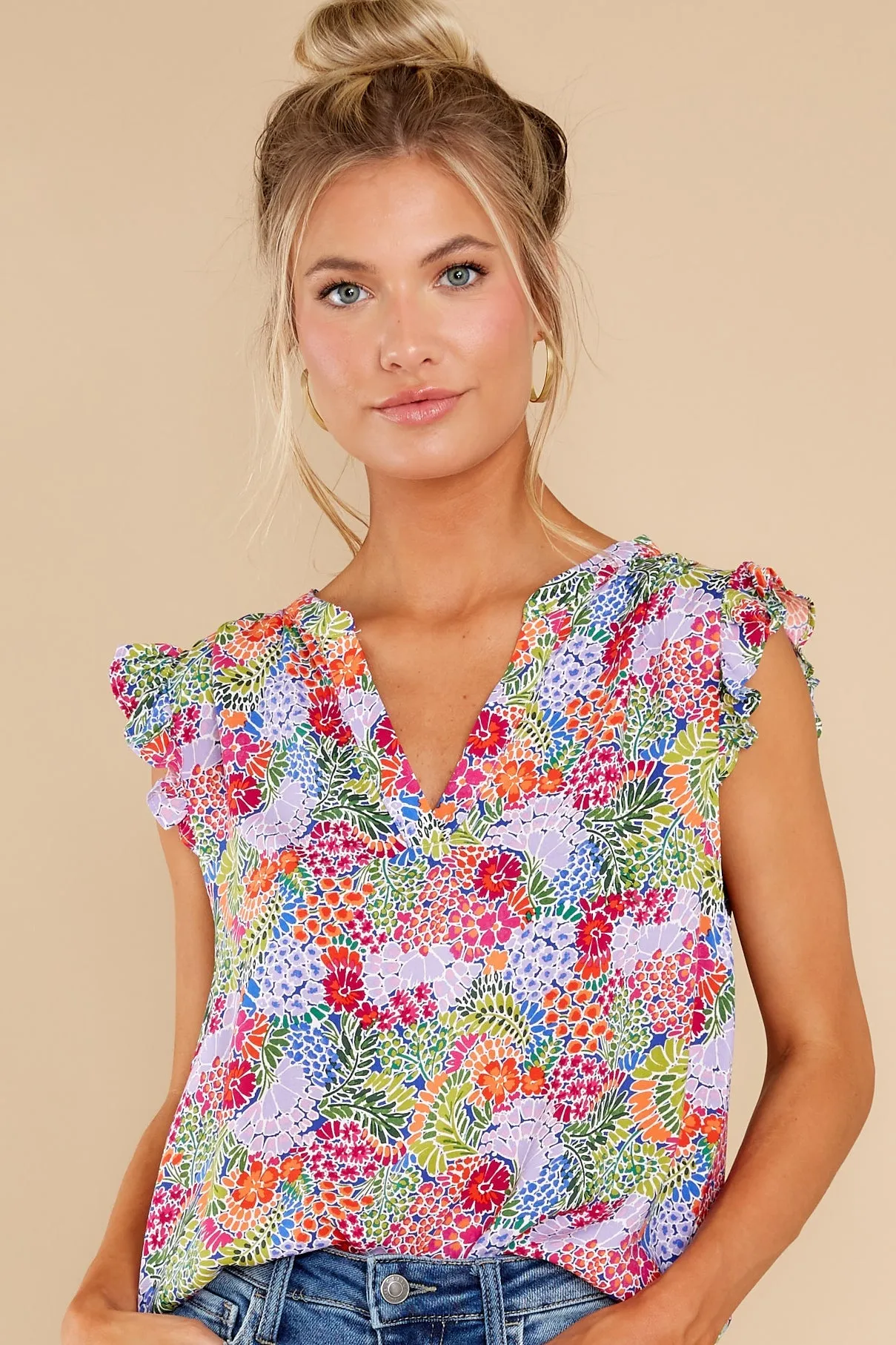 Pick Of The Bunch Lavender Floral Print Top