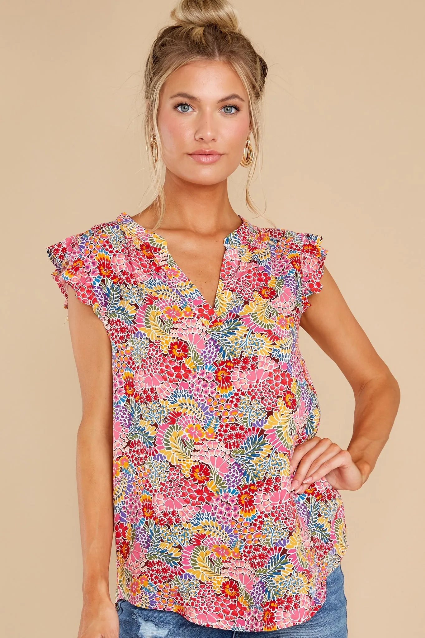 Pick Of The Bunch Pink Floral Print Top