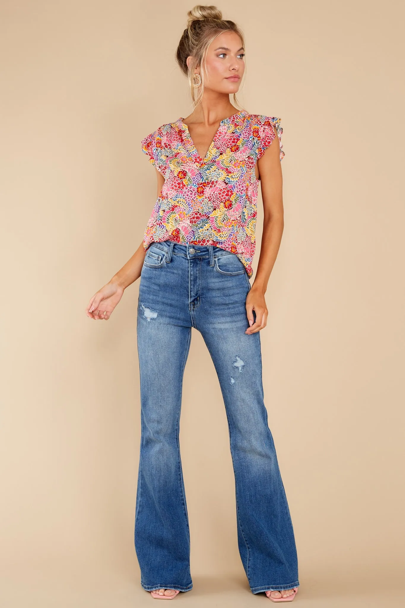 Pick Of The Bunch Pink Floral Print Top