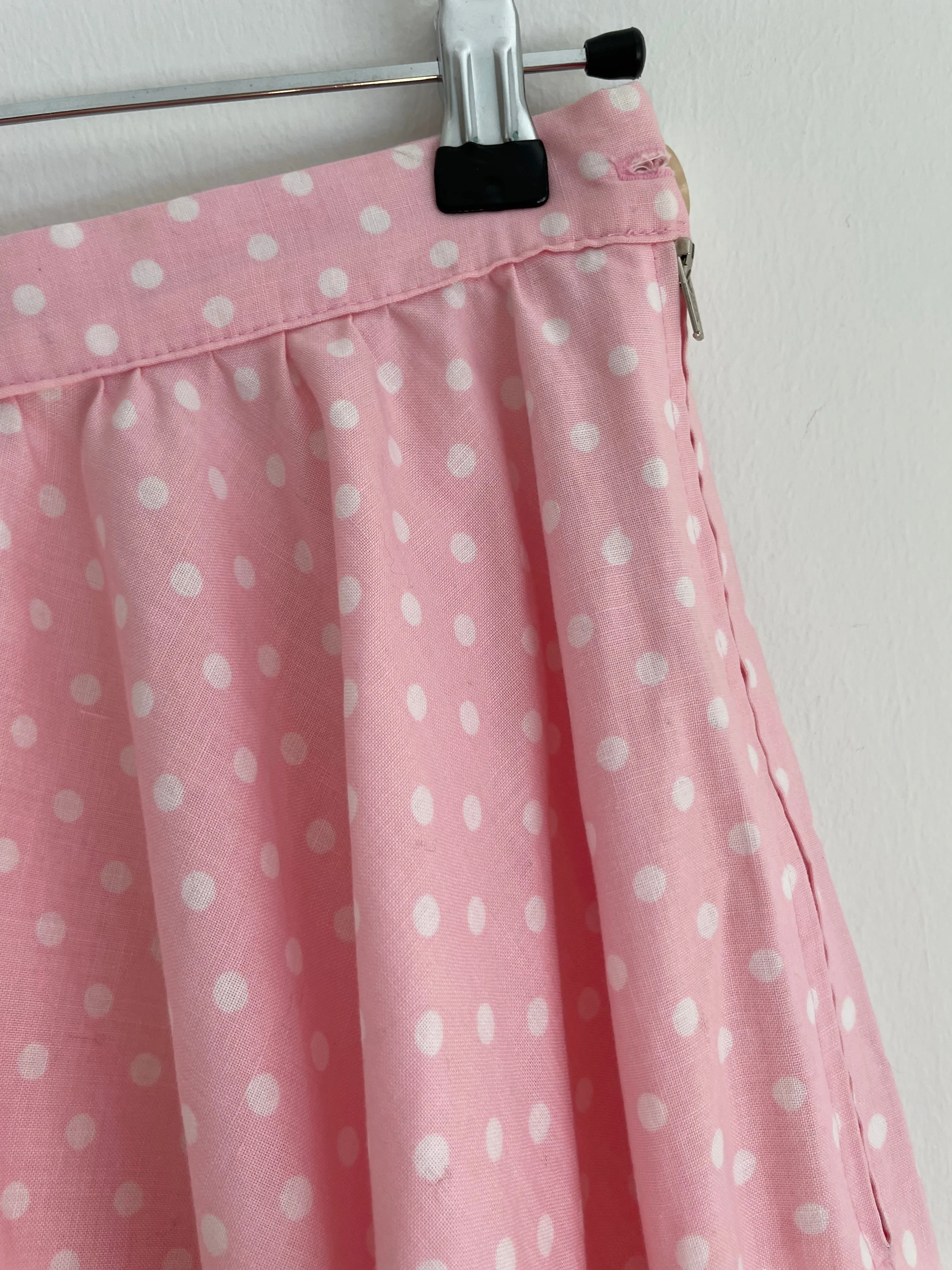 Pink Polka Dot Midi Skirt