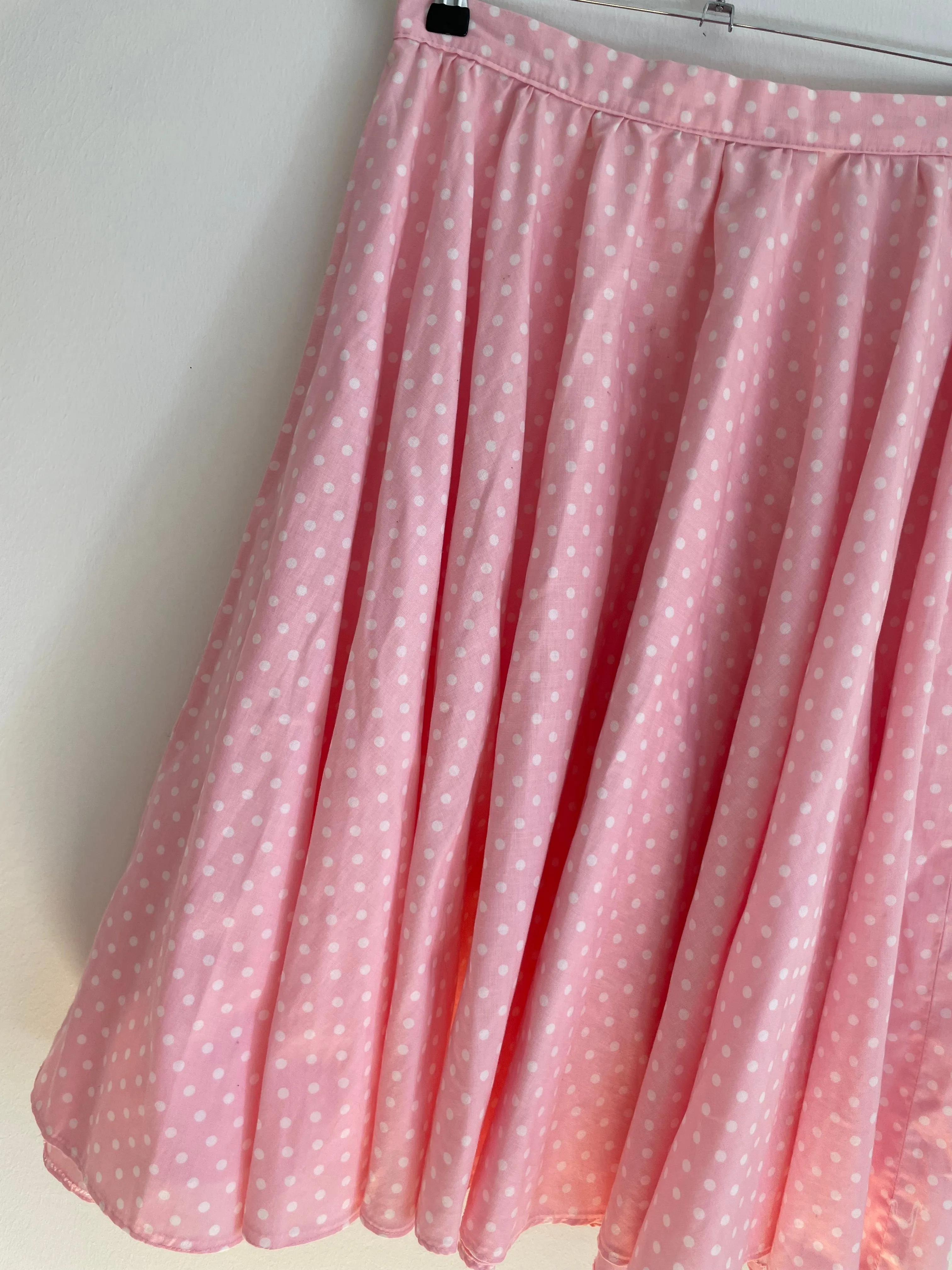 Pink Polka Dot Midi Skirt