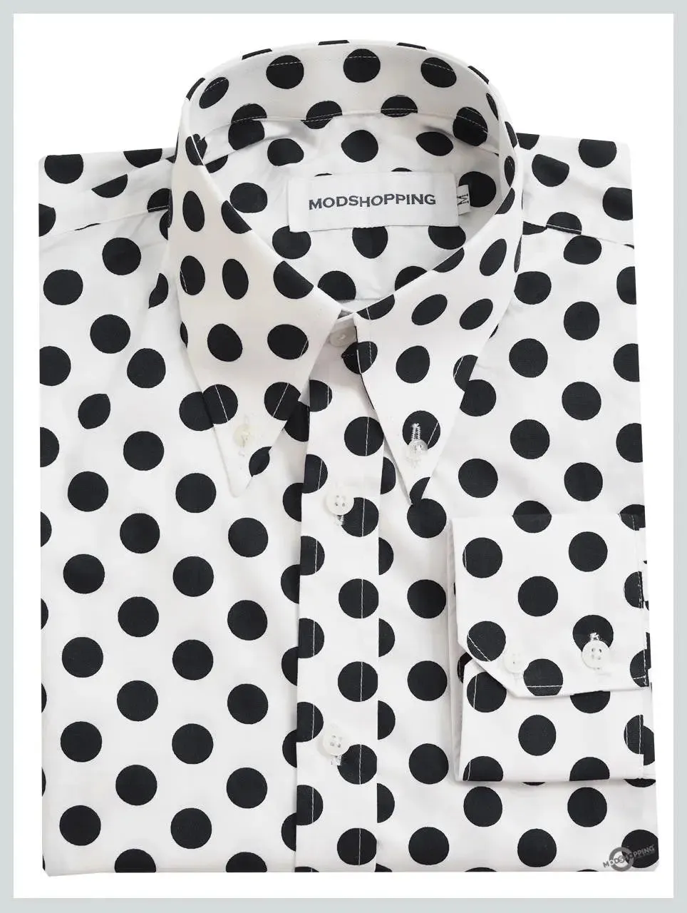 Polka Dot Shirt | Medium Dot Black Dot In White Shirt For Man