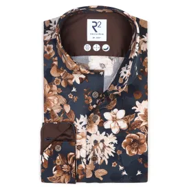 R2 Amsterdam Shirt - Navy/Brown Large Floral