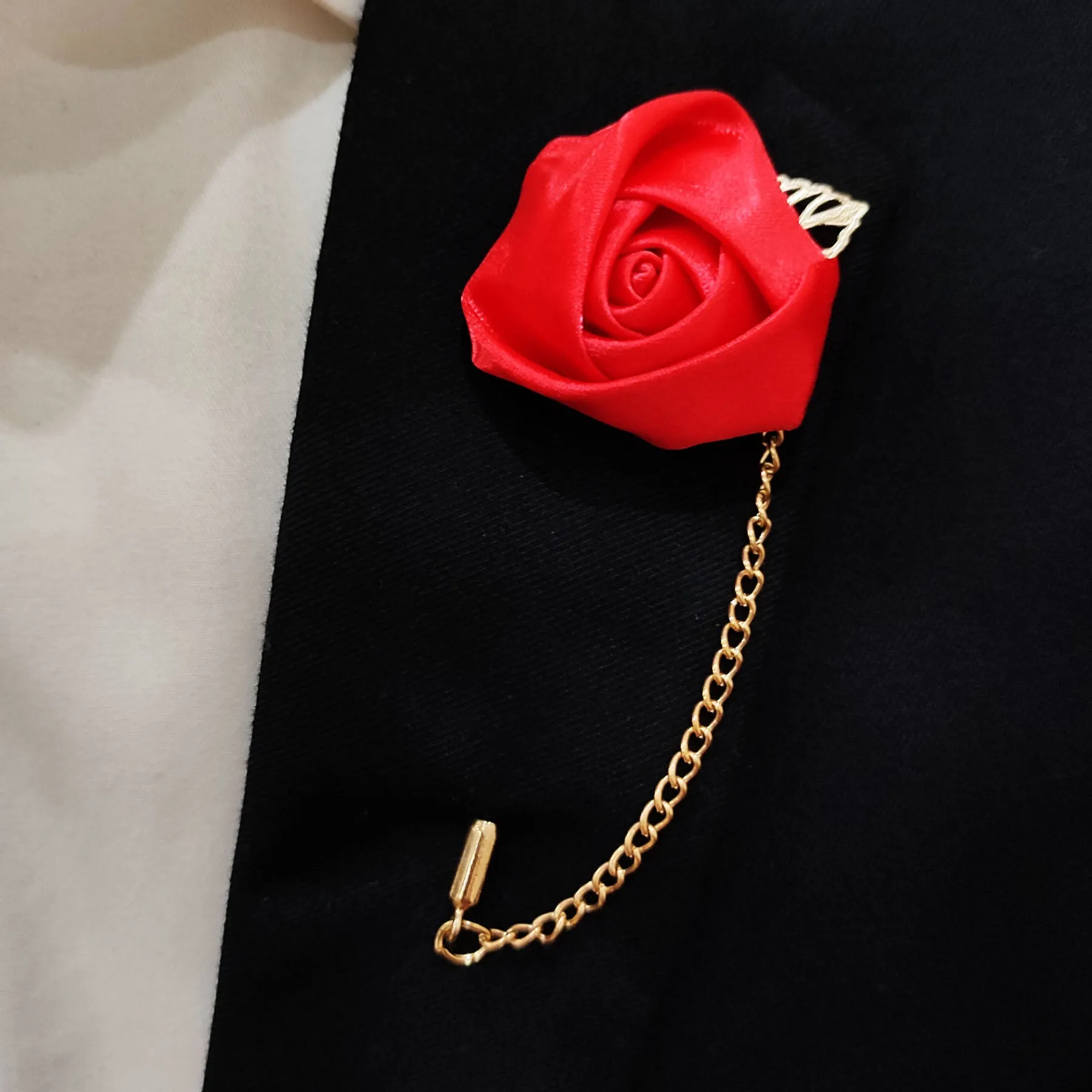 Red Floral Lapel Pins