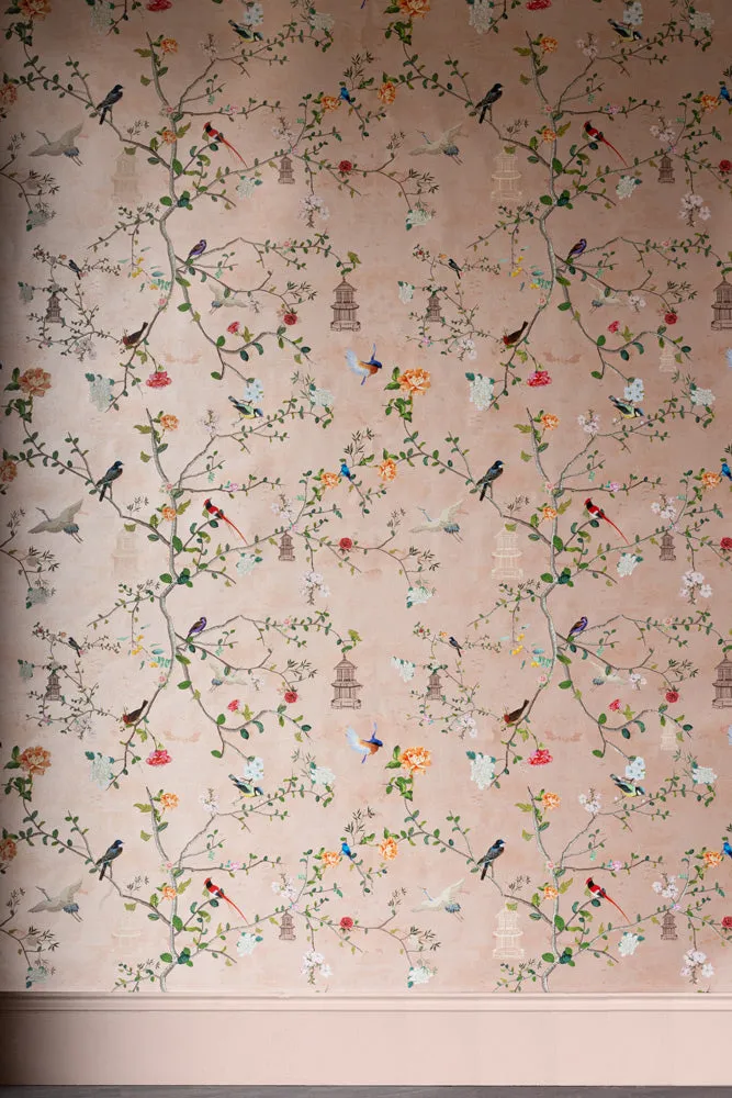 Rockett St George Modern Chinoiserie Watermelon Blush Wallpaper