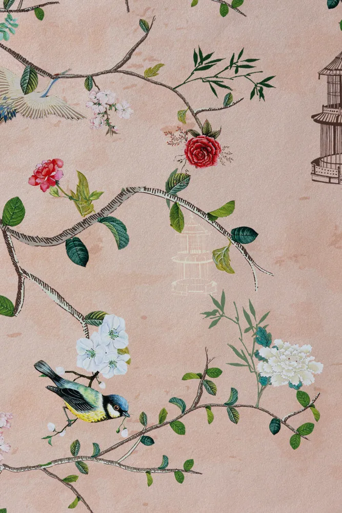 Rockett St George Modern Chinoiserie Watermelon Blush Wallpaper