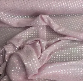 Silk chiffon- Pink / Silver Polka Dot