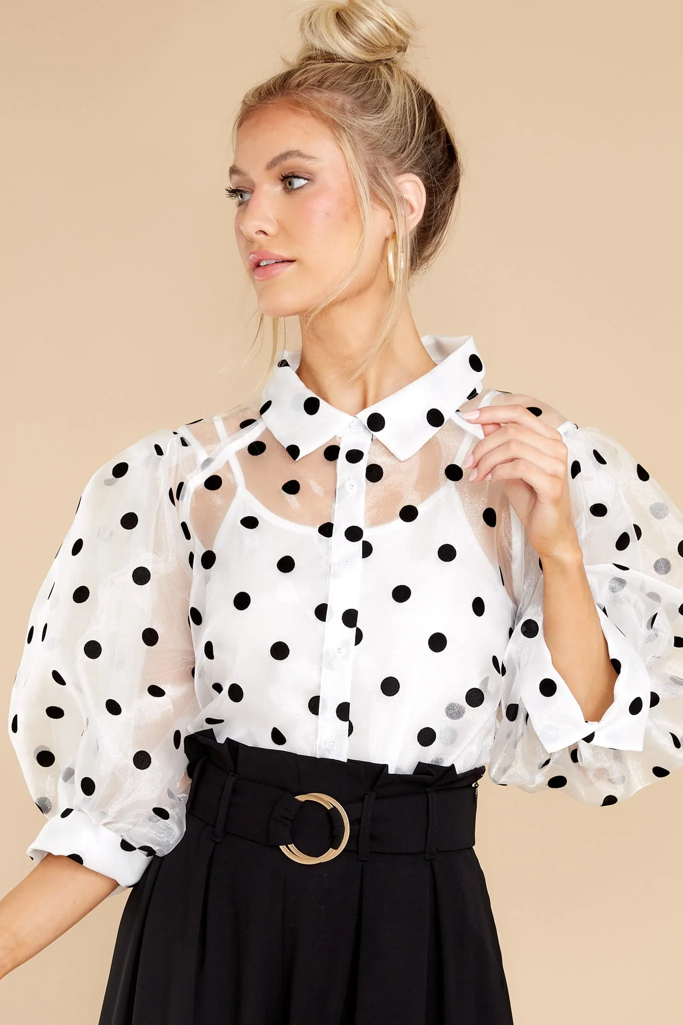 The Rare One White Polka Dot Top