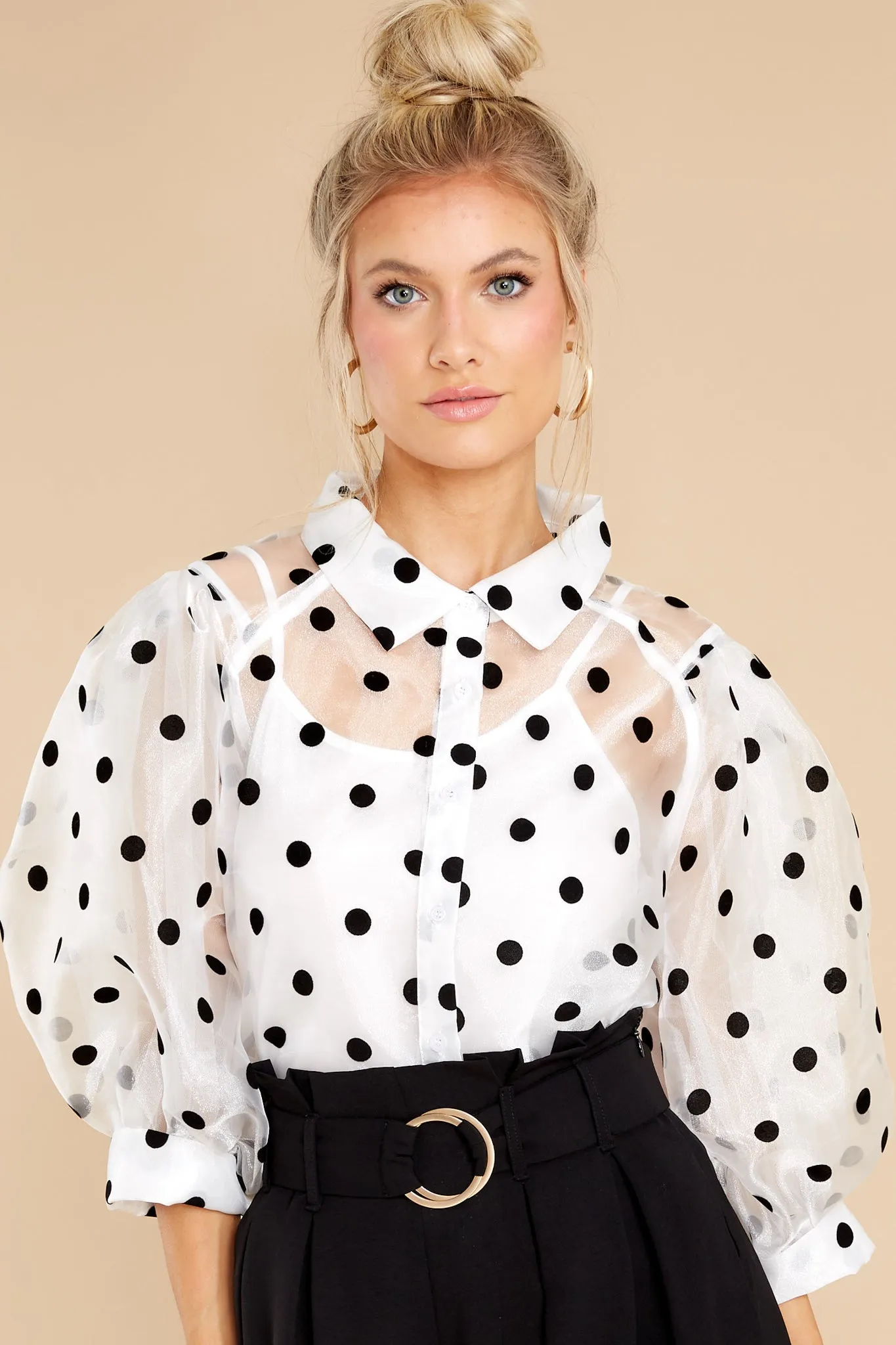 The Rare One White Polka Dot Top