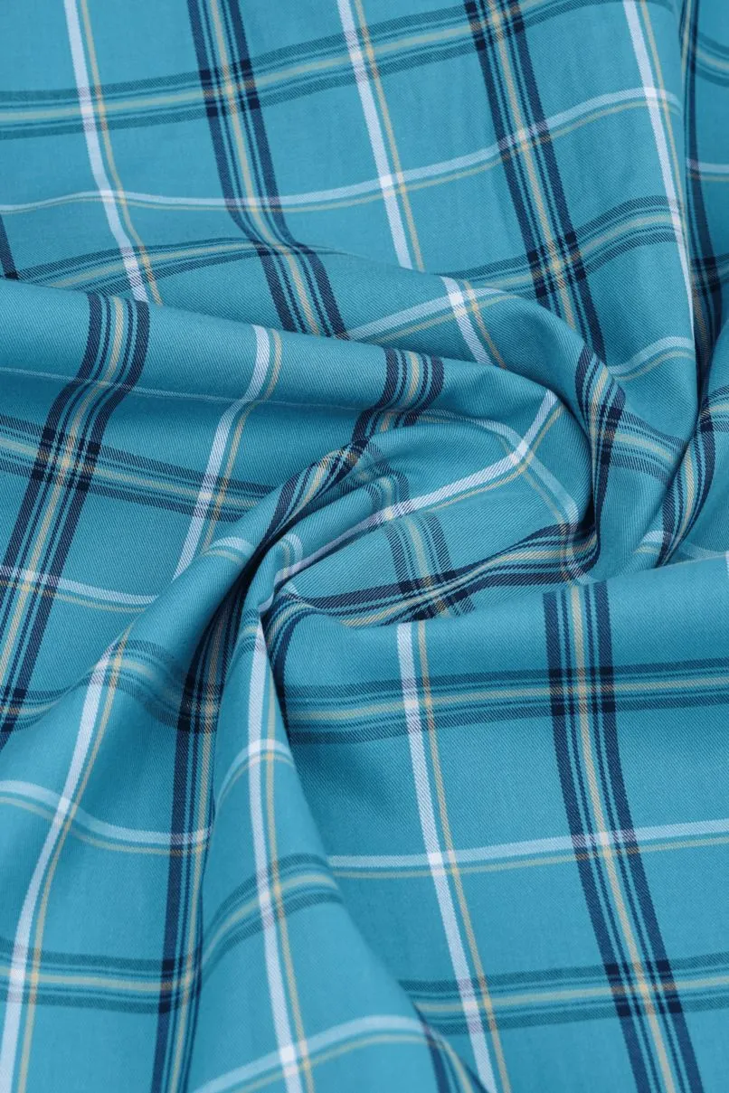 Turquoise Blue Checks-Full-Stain Proof