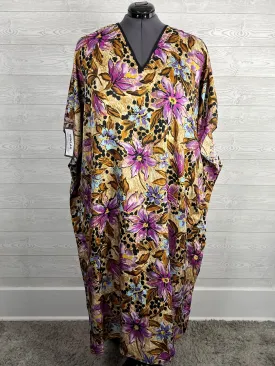 Winlar Size Open Brown & Purple Floral Caftan NWT