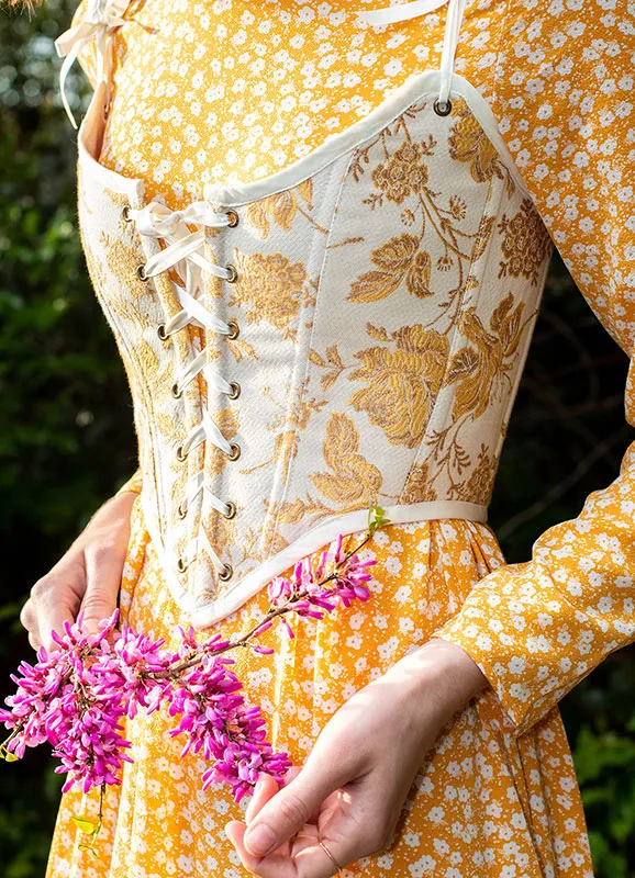 Yellow and White Floral Renaissance Corset